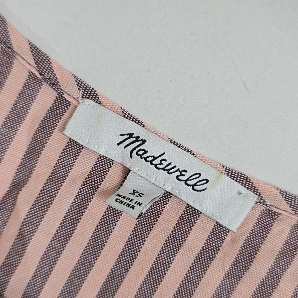 Madewell Puff-Sleeve Peplum Wrap Top in Stripe
